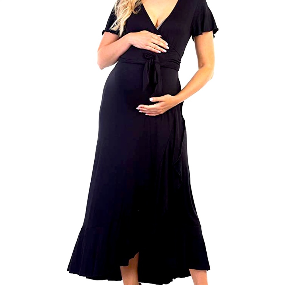Black maternity wrap dress